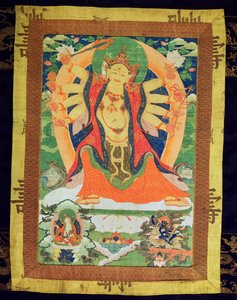 Pintura Thangka que representa a una Dharmapala femenina, probablemente Lhamoo-so-sor-dang-ma, la Diosa de los Niños, 1750-1850 de Tibetan School